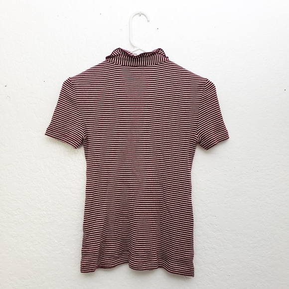 Tory Burch red white stripe ruffle Lidia polo top - Picture 6 of 8